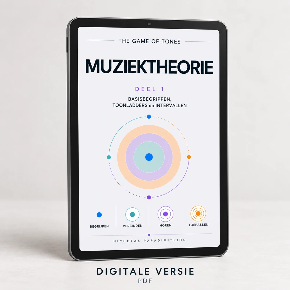 The Dutch edition of Music Theory, Volume 1 as a PDF on a tablet